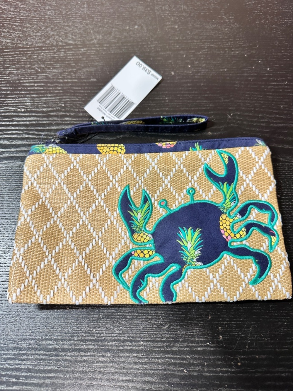 Vera Bradley Toucan Party Beach Wristlet~ Crab And Pineapple NWT